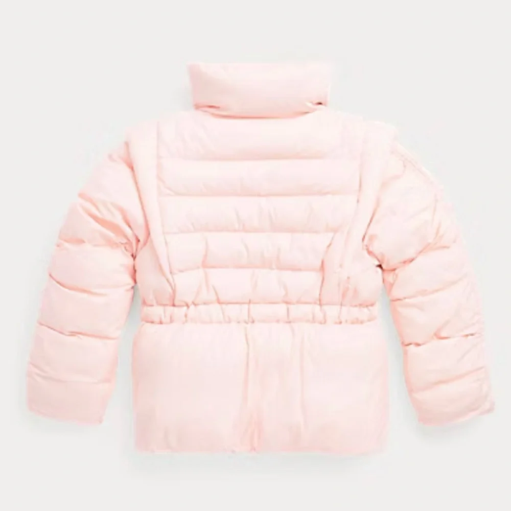 Polo Ralph Lauren Girls Pink Ruffled Adjustable Puffer Jacket & Vest - Size 6